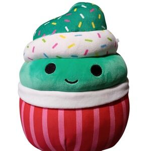 EUC Squishmallows 10" Cupcake Plush Stuffed Animal Red Green White Red